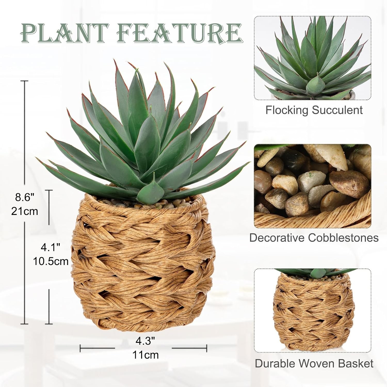 Succulents Plants Artificial for Home Decor, Realistic Potted Fake Agave Plan…