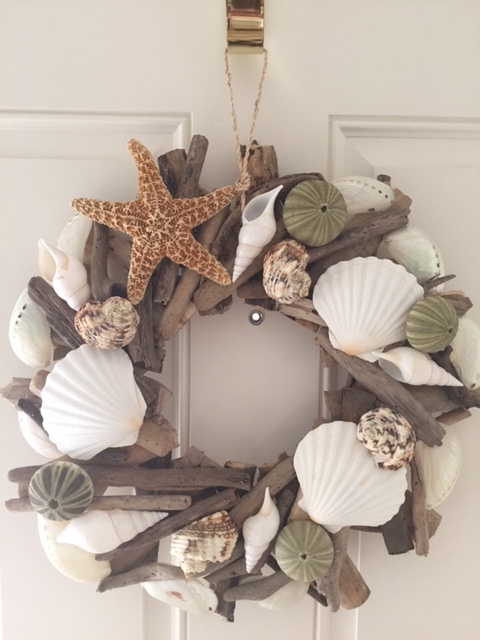 Beach Decor Handmade Seashell and Starfish Driftwood Wreath – Coastal Home Decor