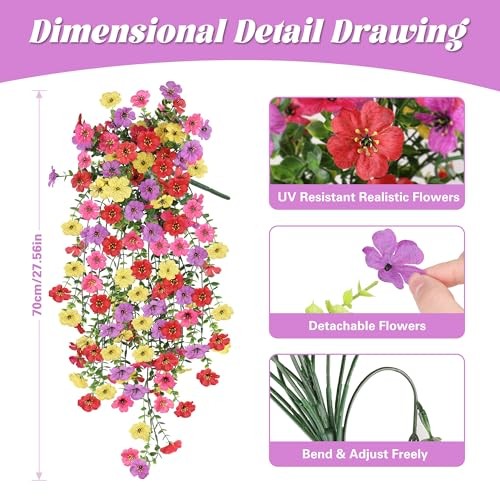 Artificial Flowers for Outdoors, UV Resistant 2 Bundles Fake 2PCS Mix Colors1