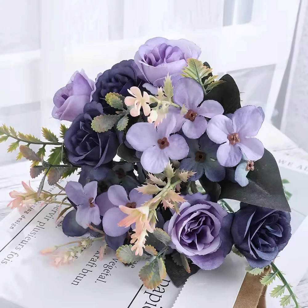Home Decor Roses Autumn Artificial Flowers Silk Peony Hydrangea Big Bride