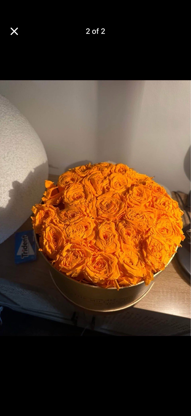 The Million Roses Orange Rose Flower Box Arrangement in Gold Hat Box