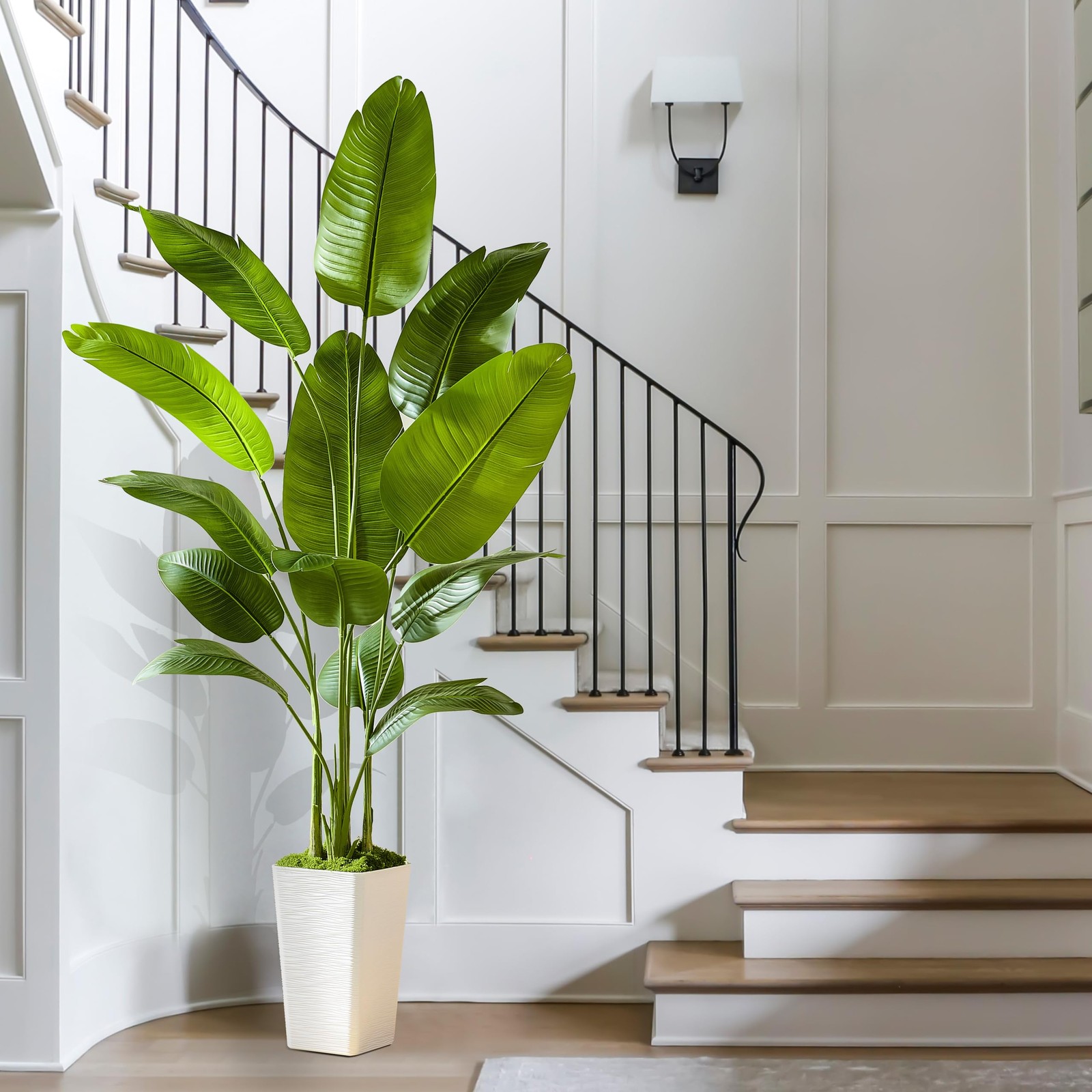 Bird of Paradise Artificial Plant, 6FT Faux Plants Indoor Banana Leaf Tree wi…