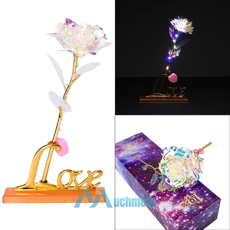 Eternal Rose Flower Lamp 24K Gold Foil Rose in Glass Dome Gifts for Valentine’s