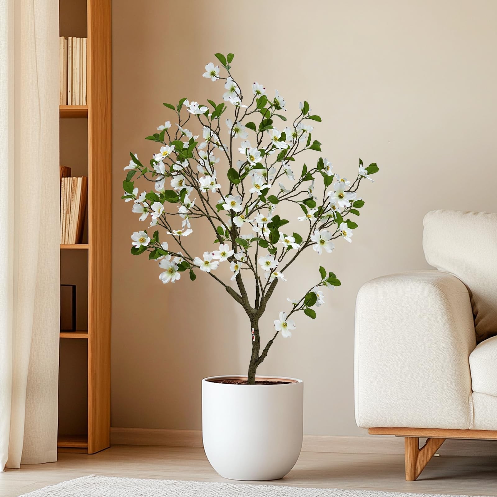 Artificial Dogwood Flower Tree 4ft, Faux Blooming Dogwood Tree with Realistic…