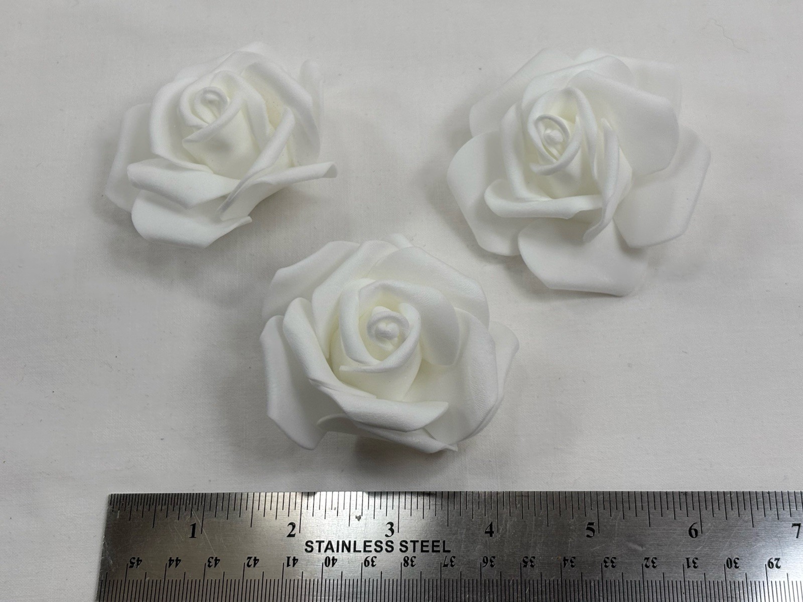 Lot Artificial White Roses Polyethylene Foam Decorating Wedding Flower Heads 3in