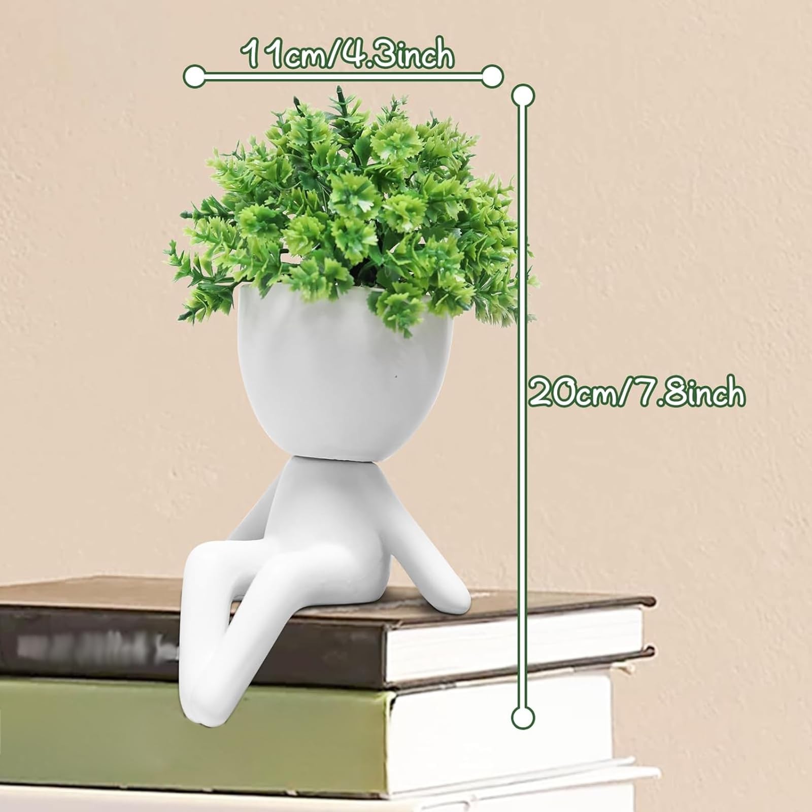 Set Of 1 Succulent In Funny Plant Pot Fake Faux Desktop Greenery Decor