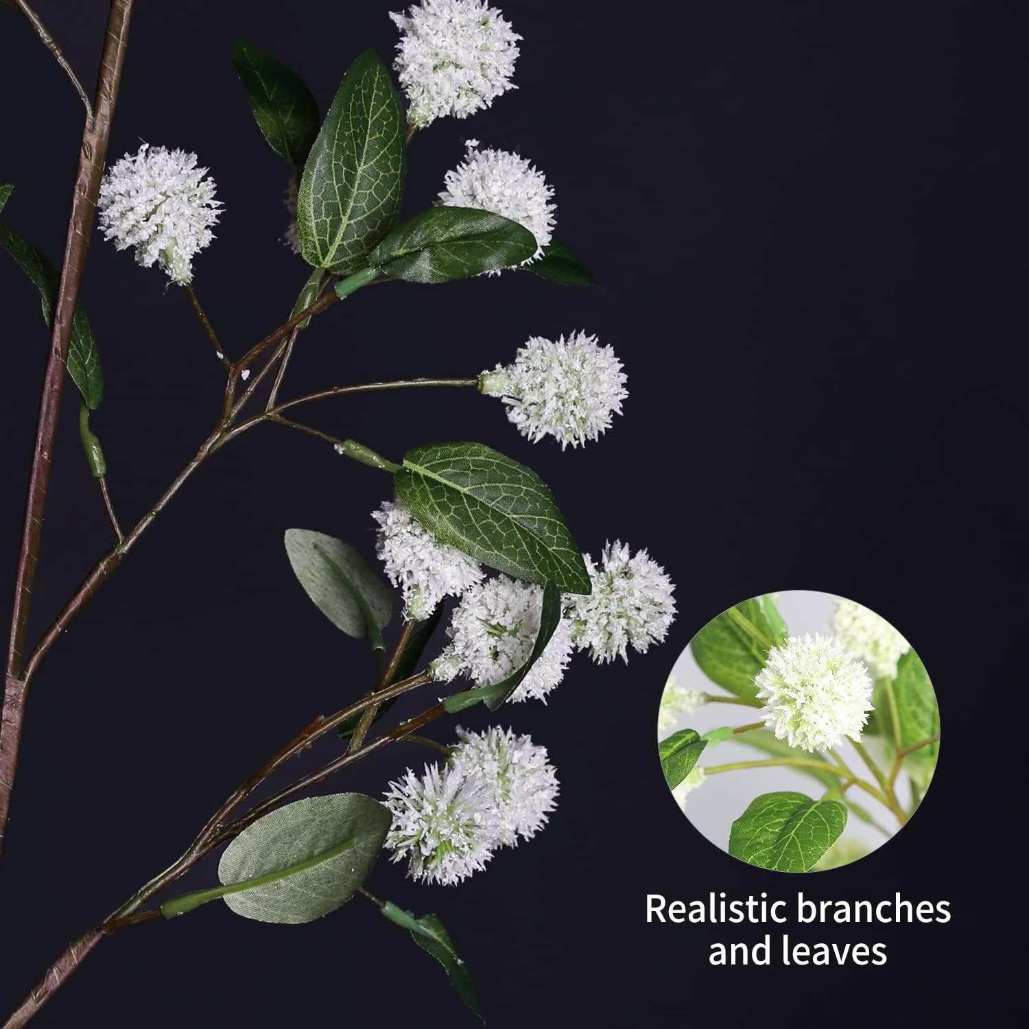 4Pcs 35.4″ Green Faux Branches for Home, Office & Garden Décor – White Orchid
