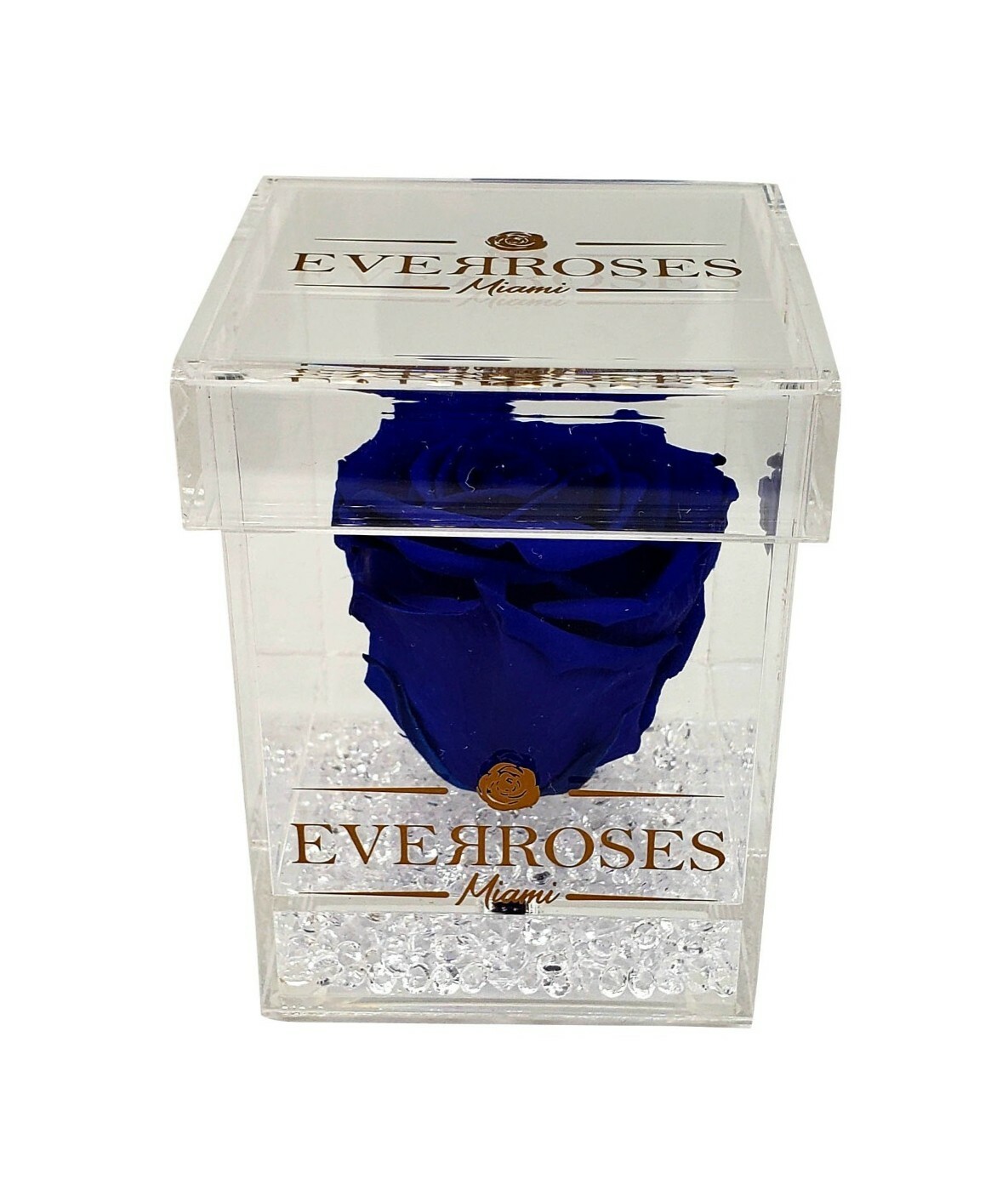 ROYAL BLUE Rose in a single Acrylic box real long-lasting preserved rose
