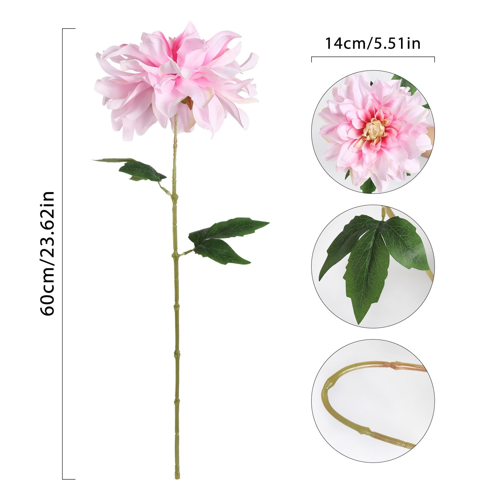 Artificial Dahlias,6PCS Fake Pink Flowers 23.62″ Dahlia Artificial Flowers Si…