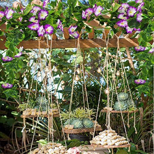 2 Pcs Artificial Vines Silk Morning Glory Vines for Outdoor 15Feet Hanging