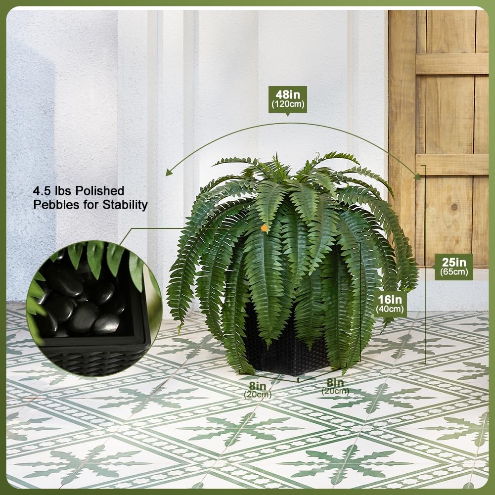 VeriNatural 48″ Boston Ferns Artificial Outdoor Plants – 33 Fronds UV Resista…