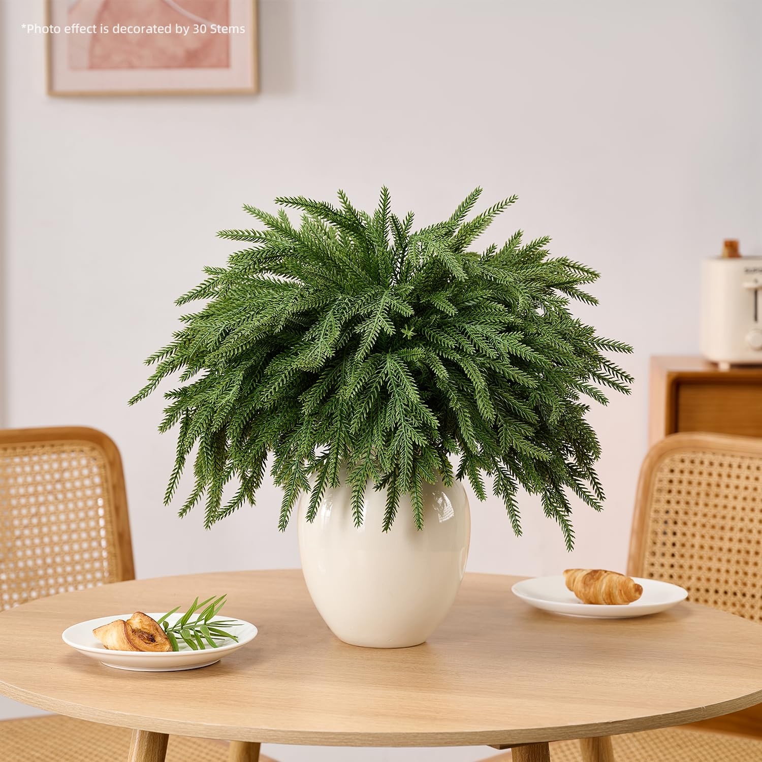 12Pcs 18” Norfolk Pine Stems Realistic, Lifelike Christmas Greenery Pine Bra…