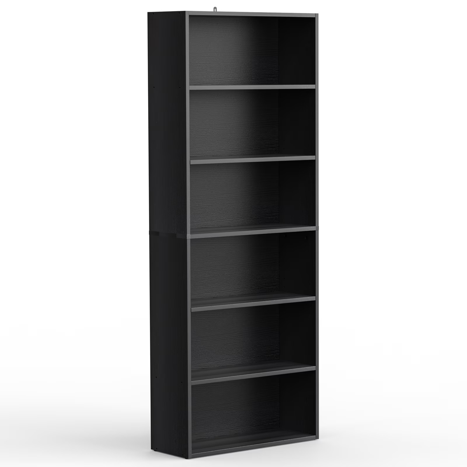 GIANNA 6-Shelf Bookcase, Floor Standing Storage Shelves, Black