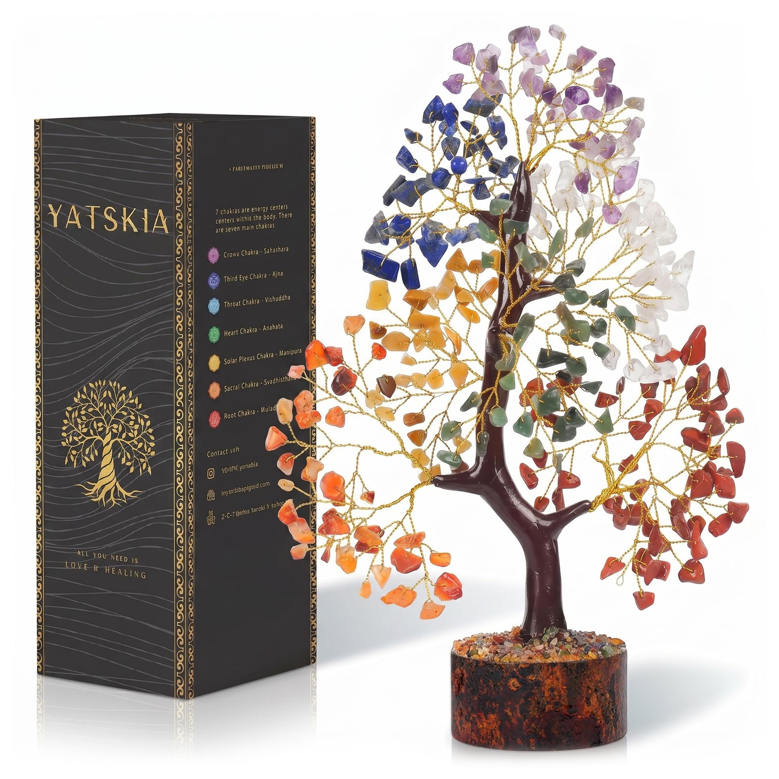 Chakra Crystal Tree – Handmade Healing Crystal Trees with 7 Chakra Stones | T…