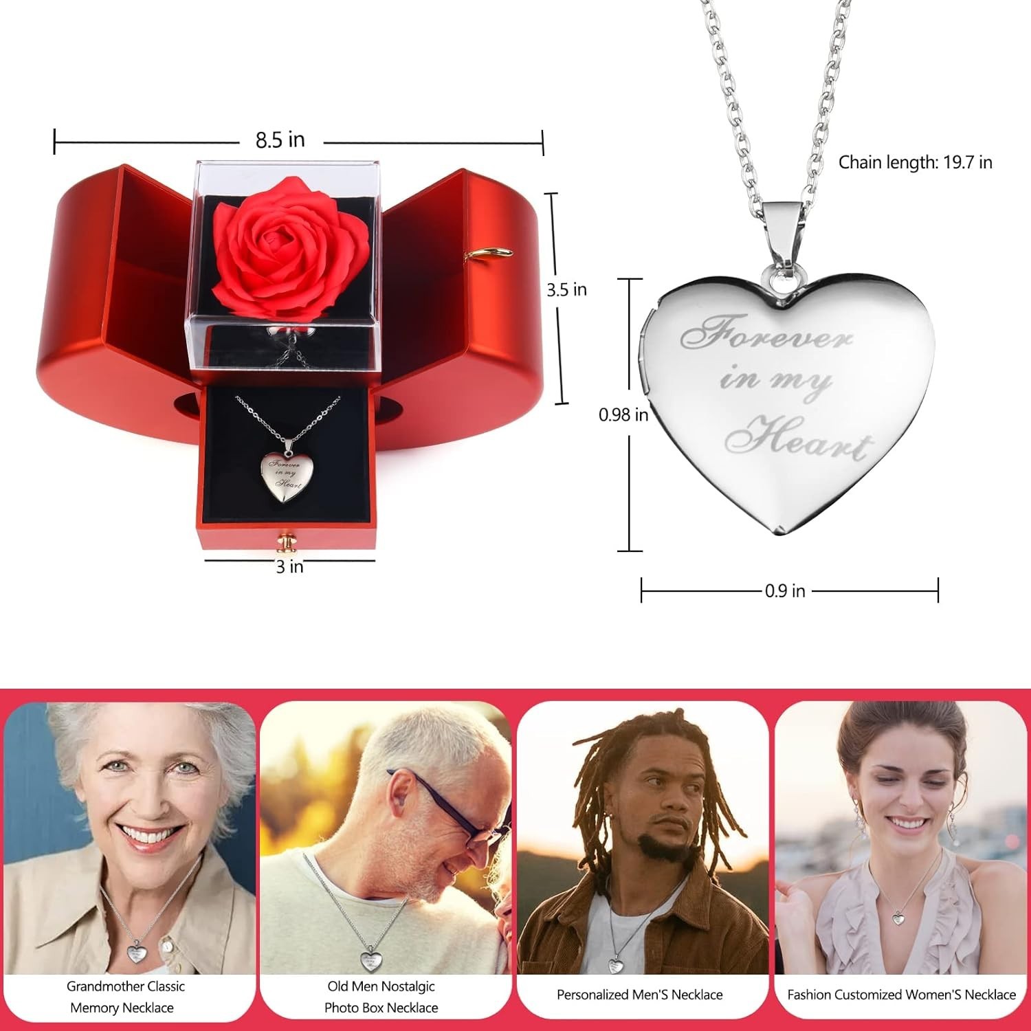 Forever Red Roses Heart Box to My Love Cherish These Preserved Roses with Cus…