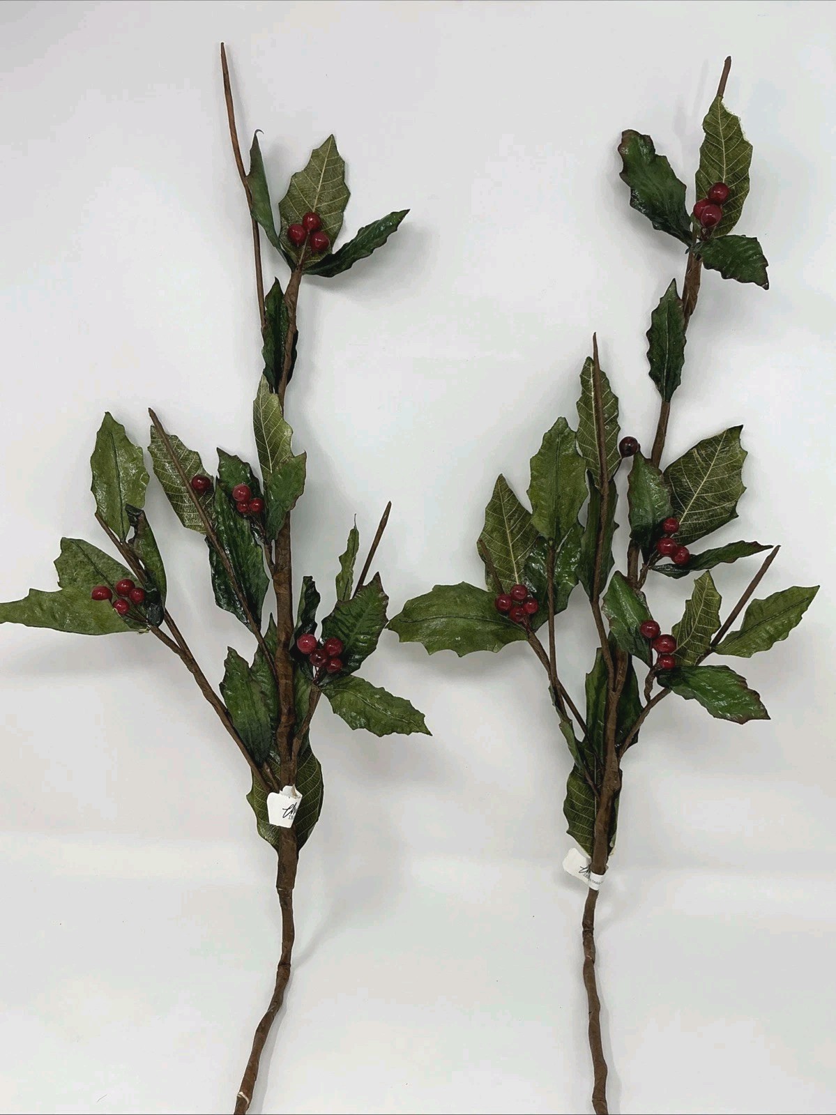 Holly w Wired Red Berries Spray Floral Pick 30” Long 2 Picks Vase Filler NOS