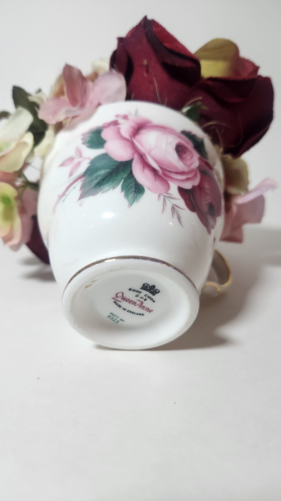 Queen Anne Bone China Artificial Flower Arrangement Teacup Rose Hydrangea