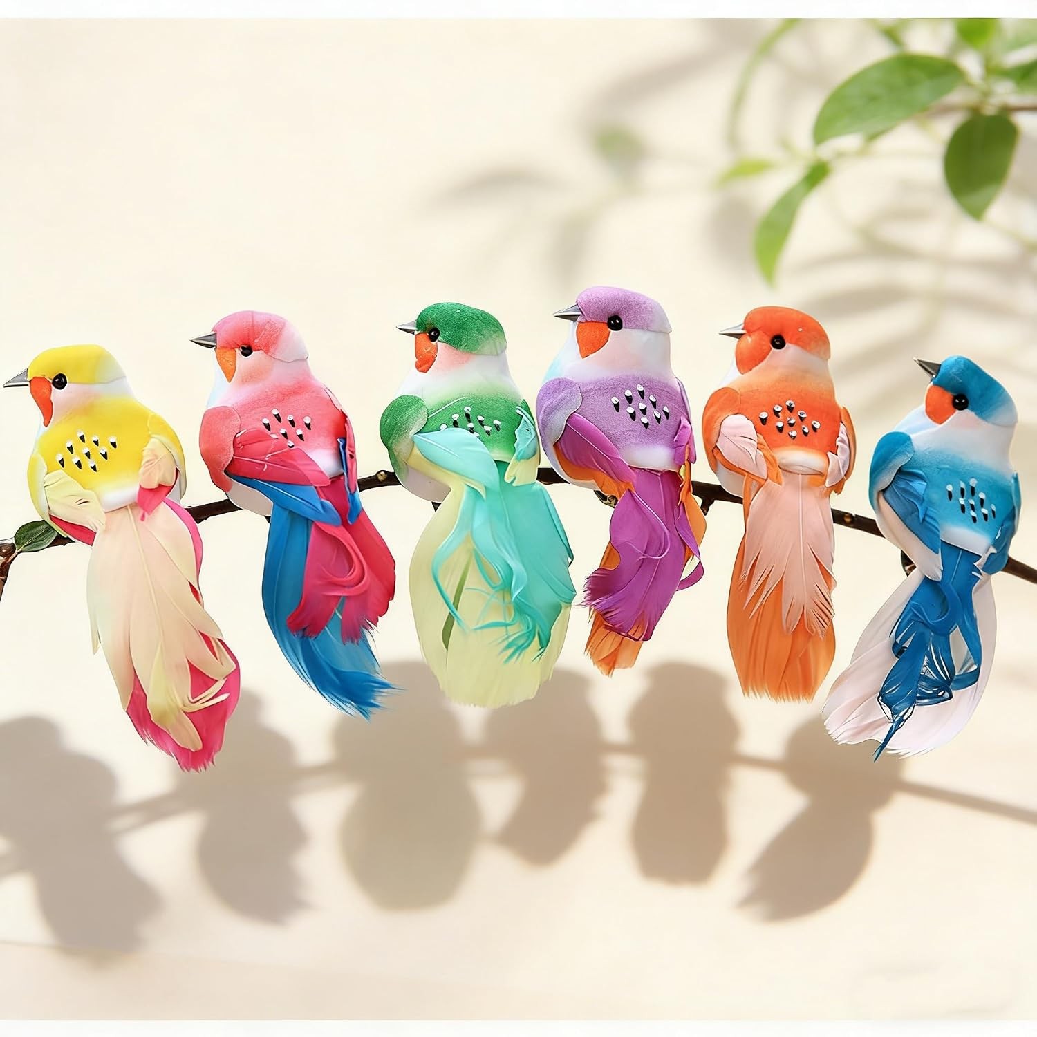 Artificial Bird Decorations Assorted Colors Fake Bird for Home Spring Decor