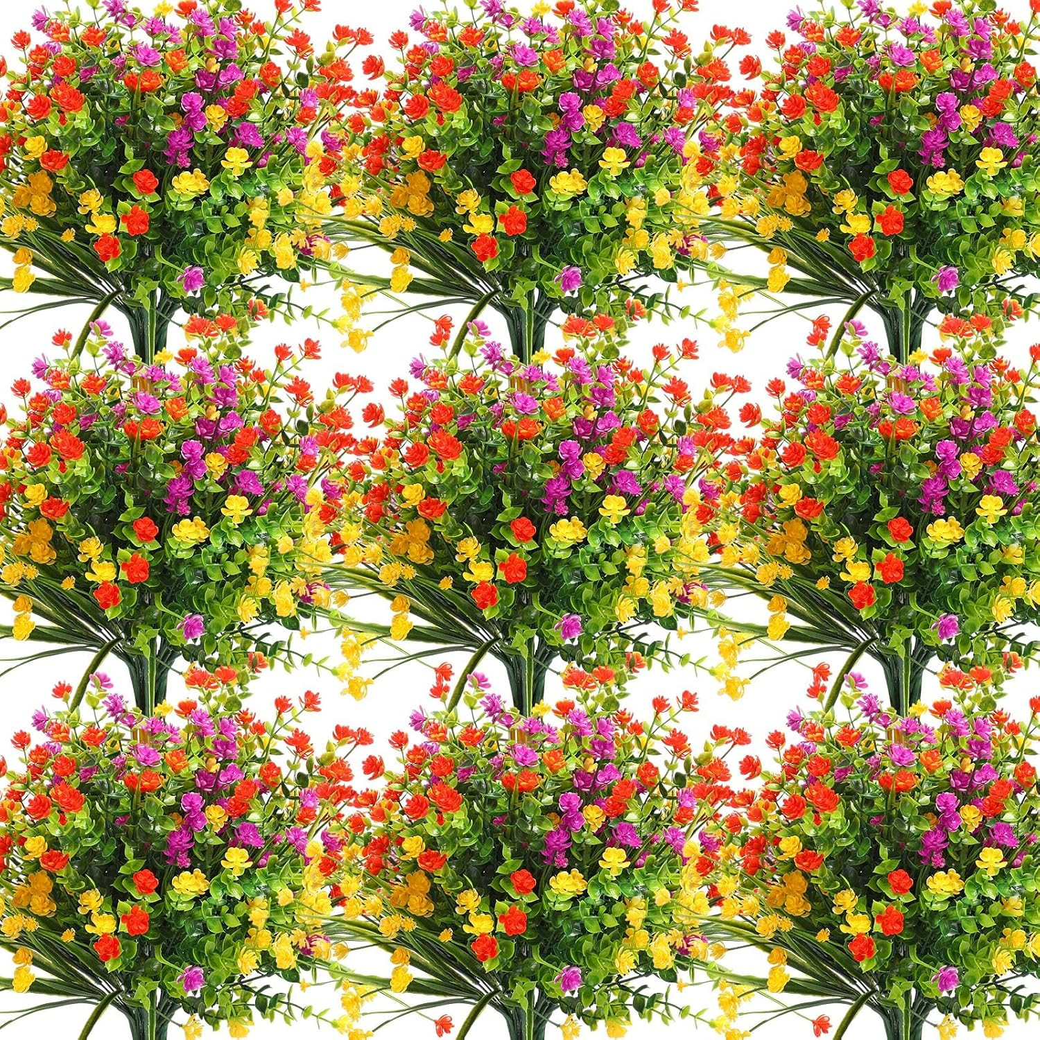 48 Bundles UV Resistant Artificial Flowers for Outdoor Spring & Summer Decor