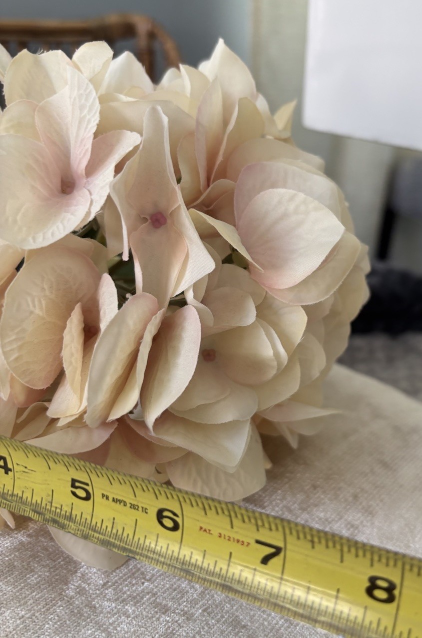 Blush Pink Hydrangea Stem Silk Flower Faux Wedding Centerpiece Realistic Ivory