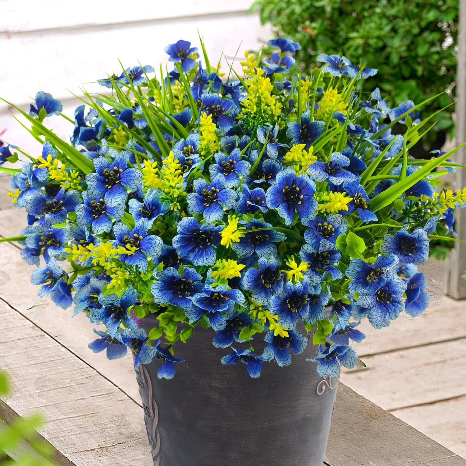 8 Bundles Artificial Flowers Outdoor Silk Fake Plants UV Resistant Faux Plastic