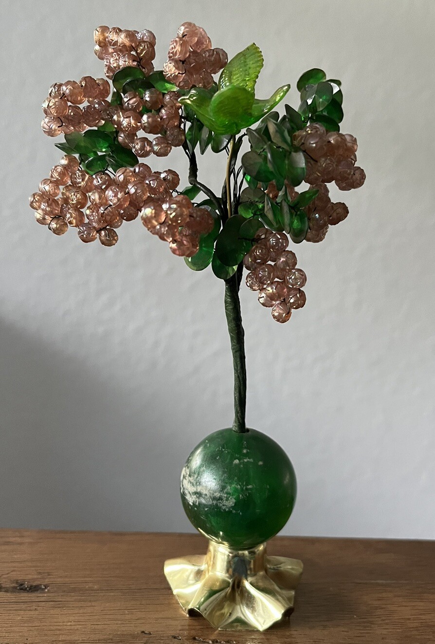 Vintage 70s MCM Handmade Wire Beaded Tree Of Life Bonsai w/ Bird – Retro Craft