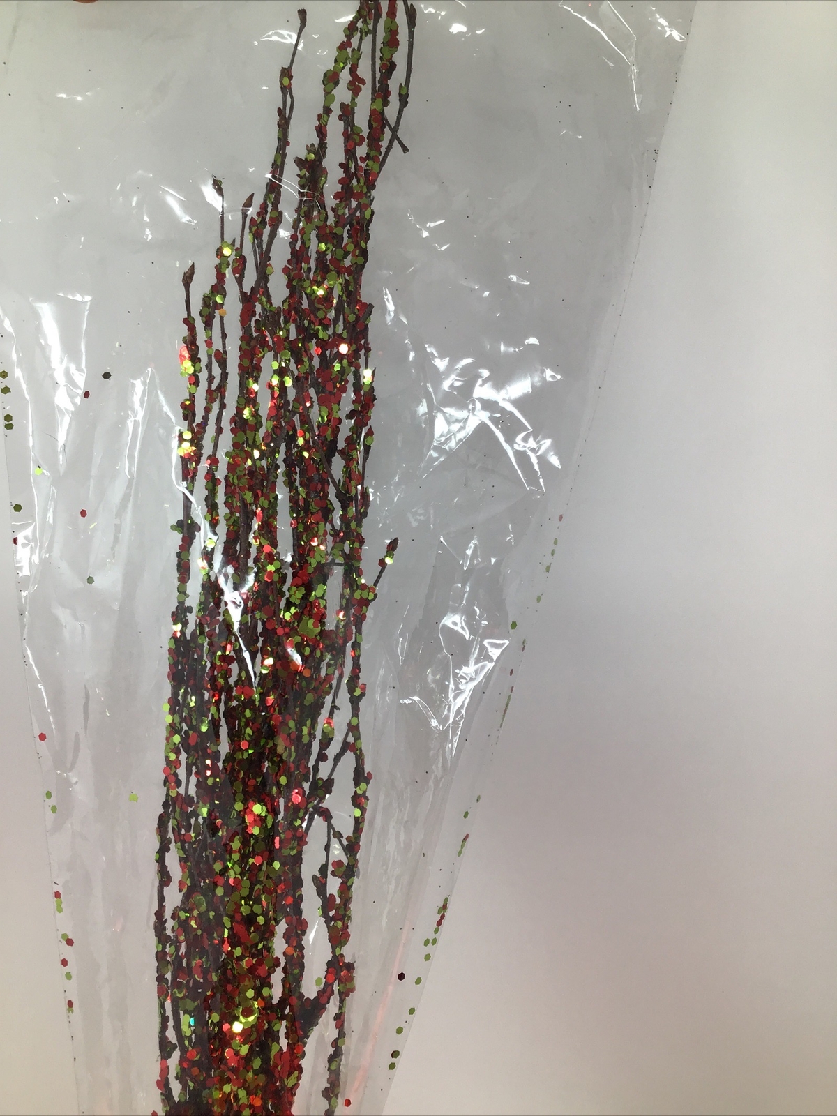 Twig Branch Floral Picks Red & Gold Sequins Arrangement Filler 5 Picks 24” New