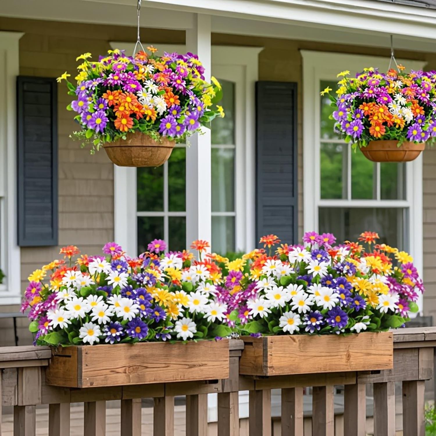 10 Bunches Outdoor/Indoor Artificial Flowers,Plastic Flower,Daisy Imitation F…