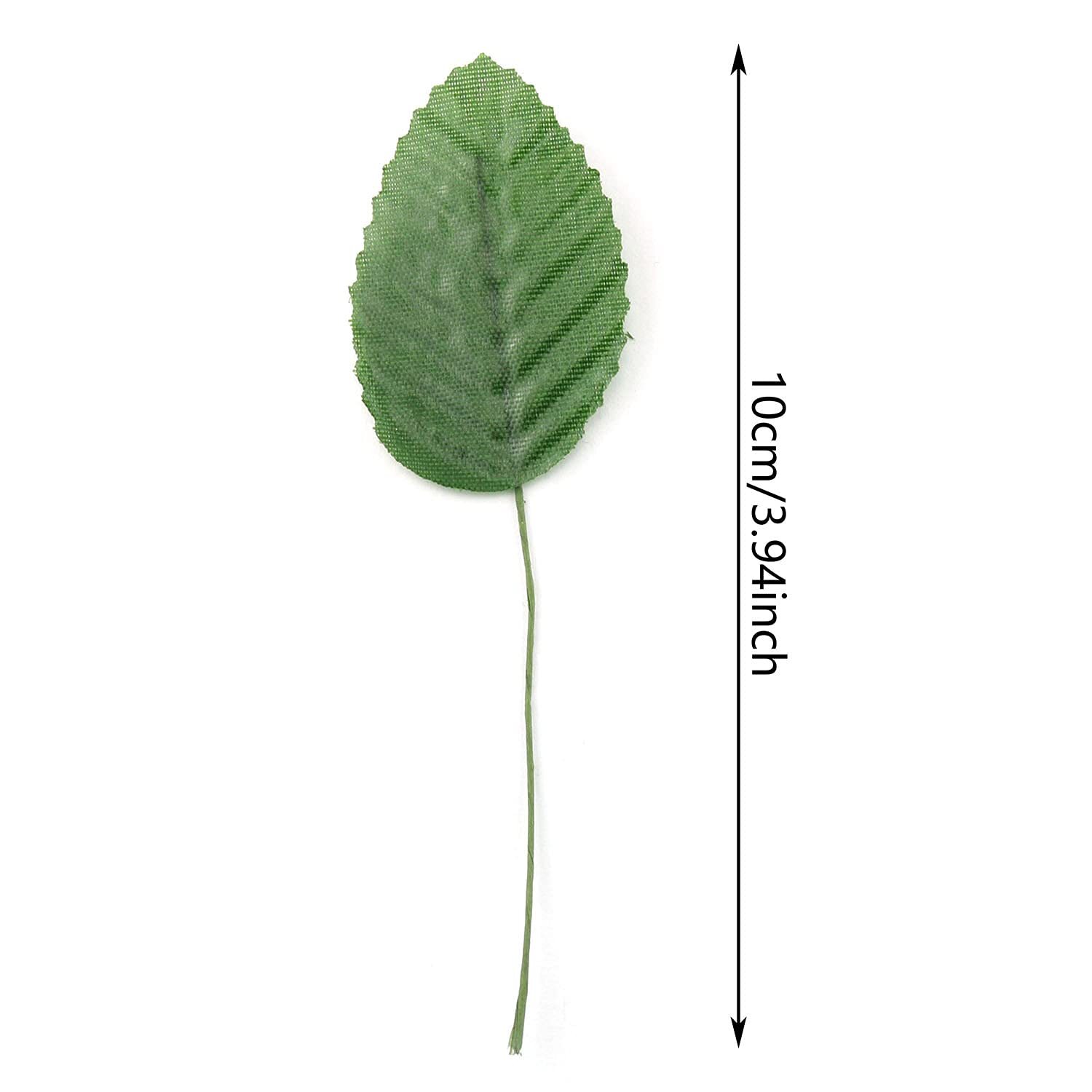 200 Pcs Green Silk Leaves 10cm Wired Single Leaf Wedding DIY Arrangements