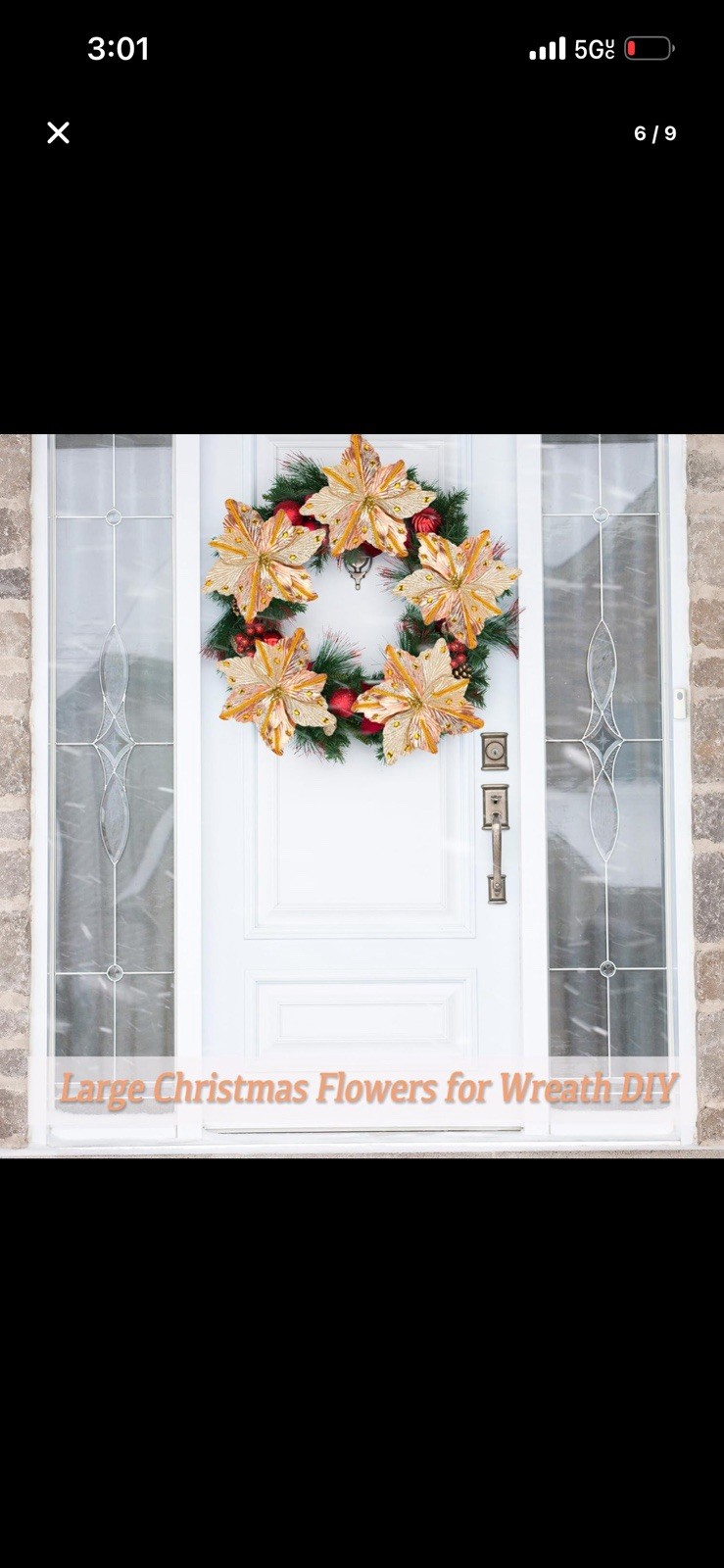 9” Poinsettias Artificial Christmas Flower 8PCS Champagne Floral Picks…