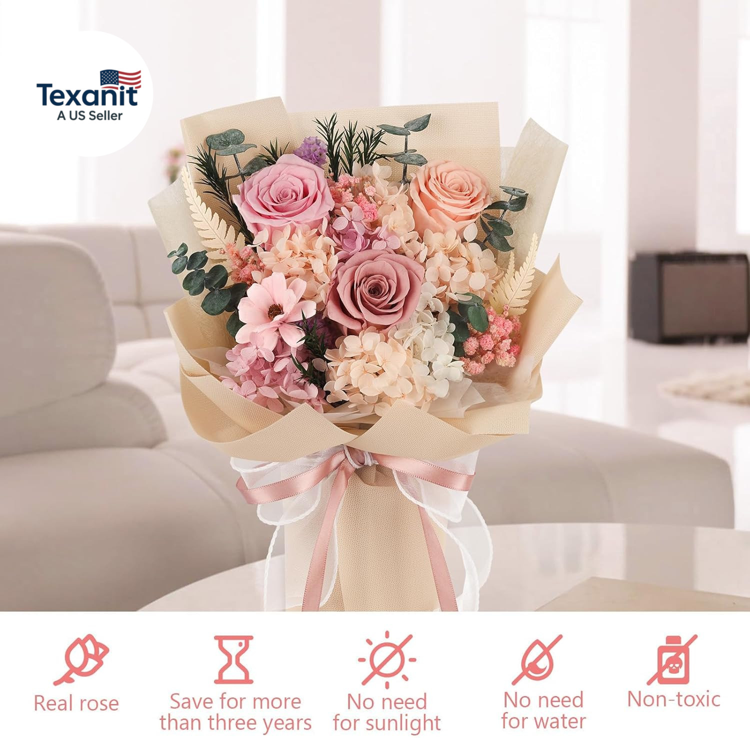 Flowers for Delivery Prime Preserved Flowers Bouquet That Last 3-5 Years Real Fo