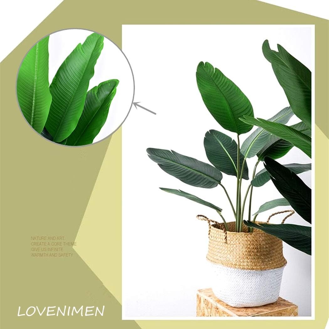 Artificial Plants Tropical Leaves, Fake Greenery Banana Tree Faux Palm Plant …