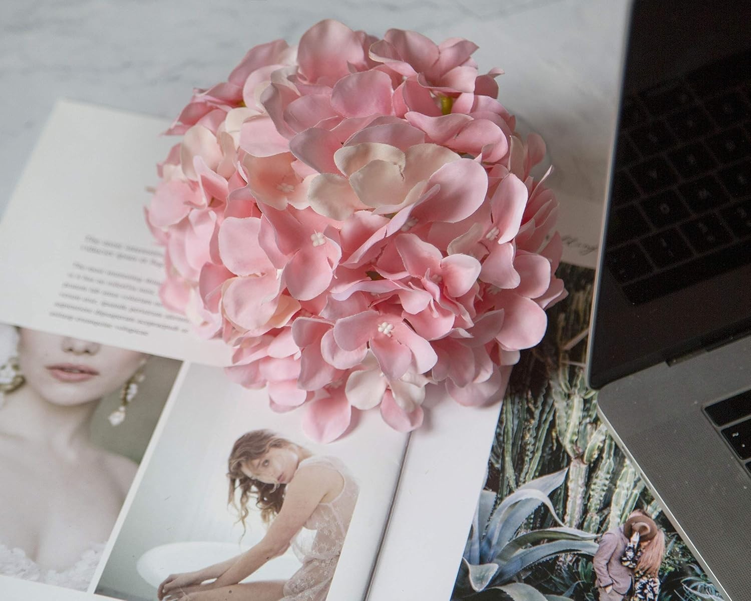 Pack of 6 Pink Silk Hydrangea Flowers – Perfect for Wedding Centerpieces