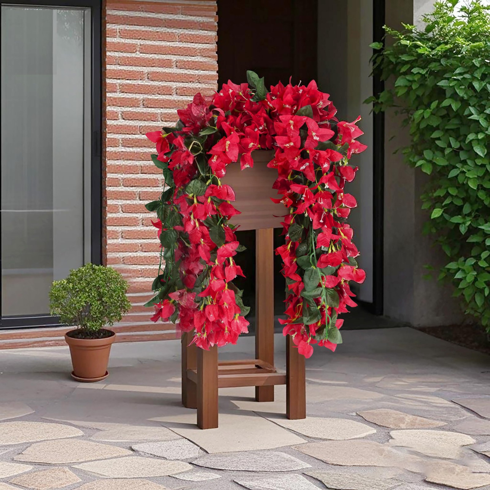 Bougainvillea Artificial Flowers Outdoor Decor – 2PCS Faux Silk Vines, UV Res…