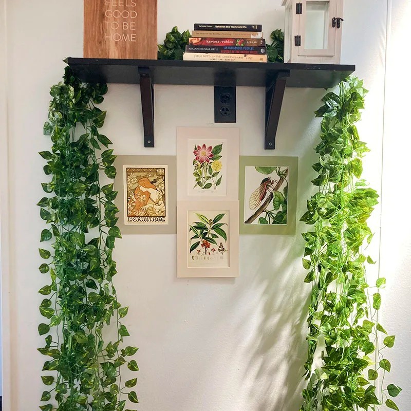 Artificial Hanging Plants Fake Flowers Leaves Long Green Silk Ivy Vine Garland