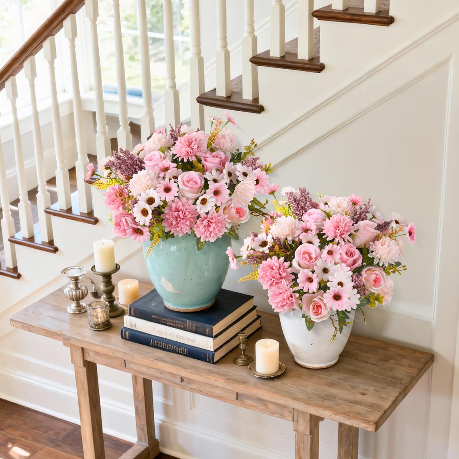 Artificial Spring Faux Silk Chrysanthemum Rose Daisy Bouquets 4 PCS