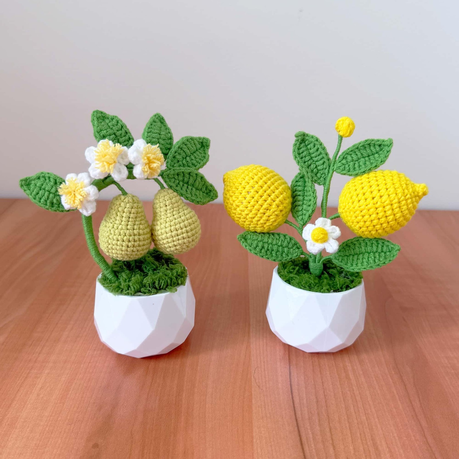 Handmade Crochet Pear Tree Pot: Whimsical Kitchen Decor