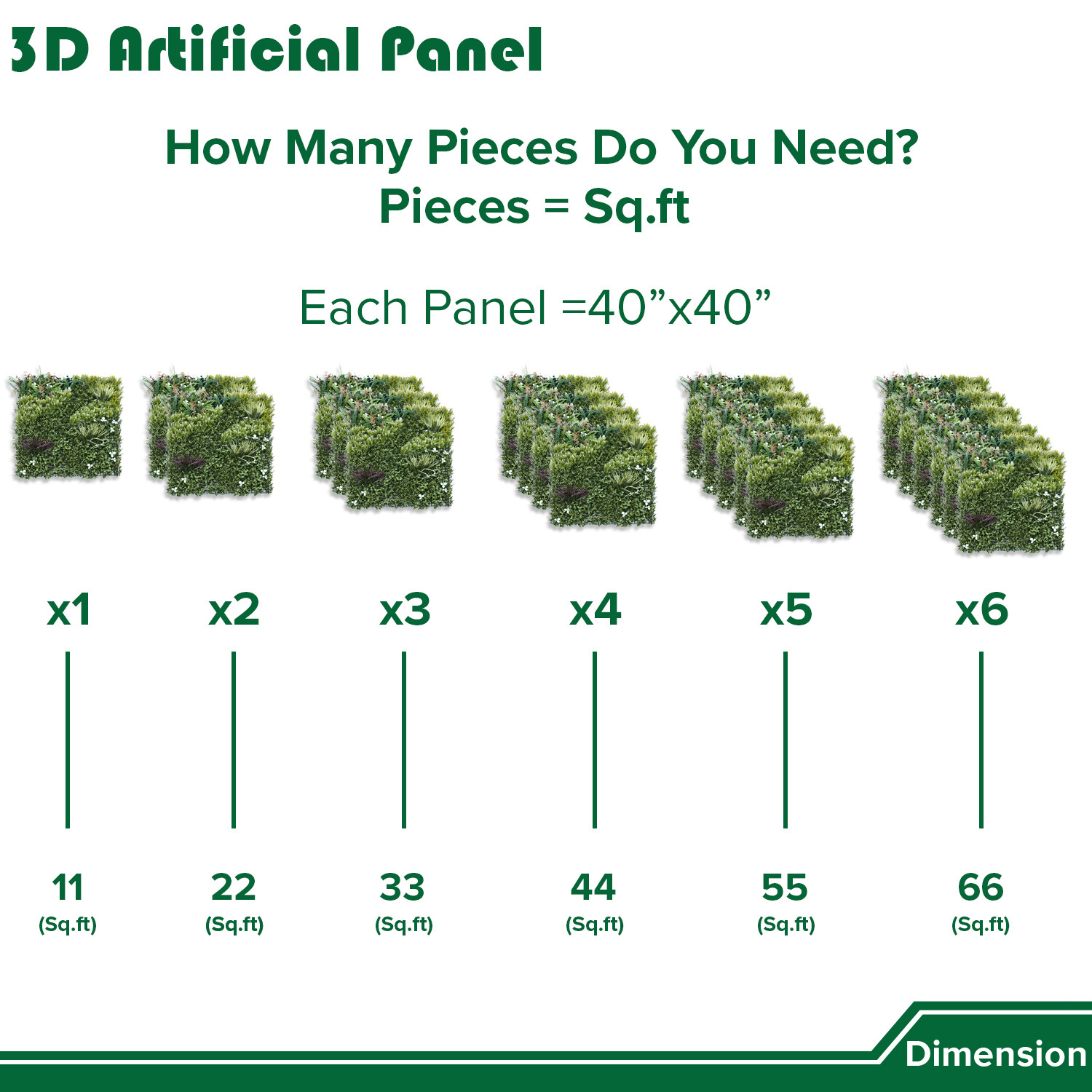 40″ Artificial Grass Mats 3D Mixed Plant Wall Ledge Decor For Home Festival #4