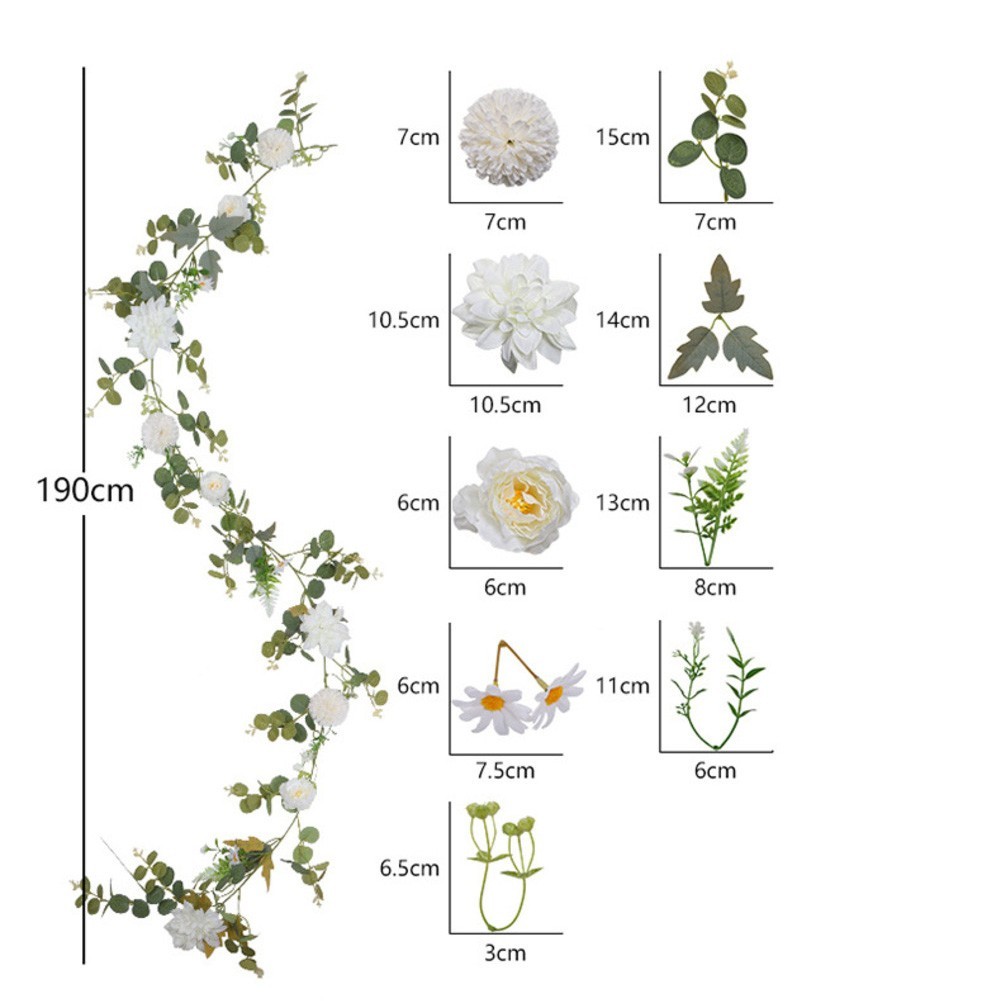 Artificial Eucalyptus Garland with Daisy Flowers 6 2ft for Festive Decoration