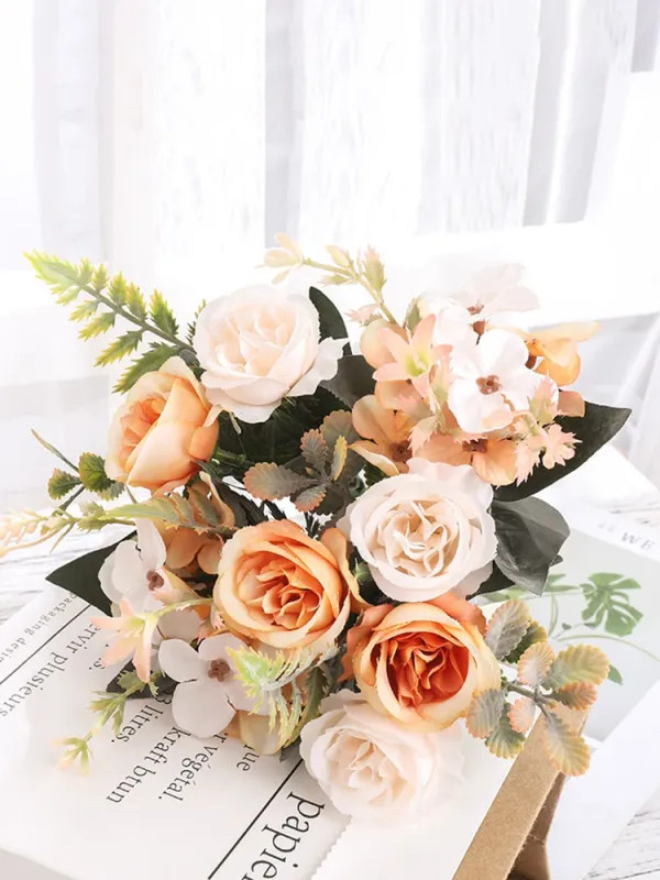 Home Decor Roses Autumn Artificial Flowers Silk Peony Hydrangea Big Bride