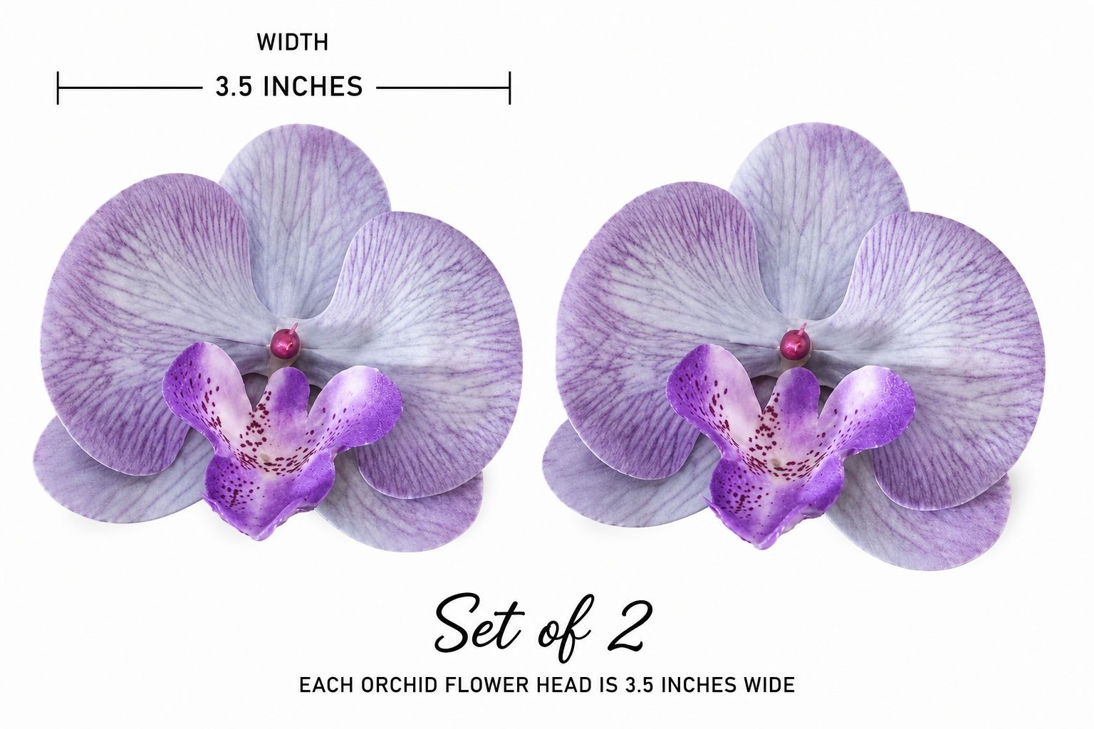 Set of 2 Lavender Purple Orchid Flower Heads 3.5 Inch Faux Floral Corsage Craft
