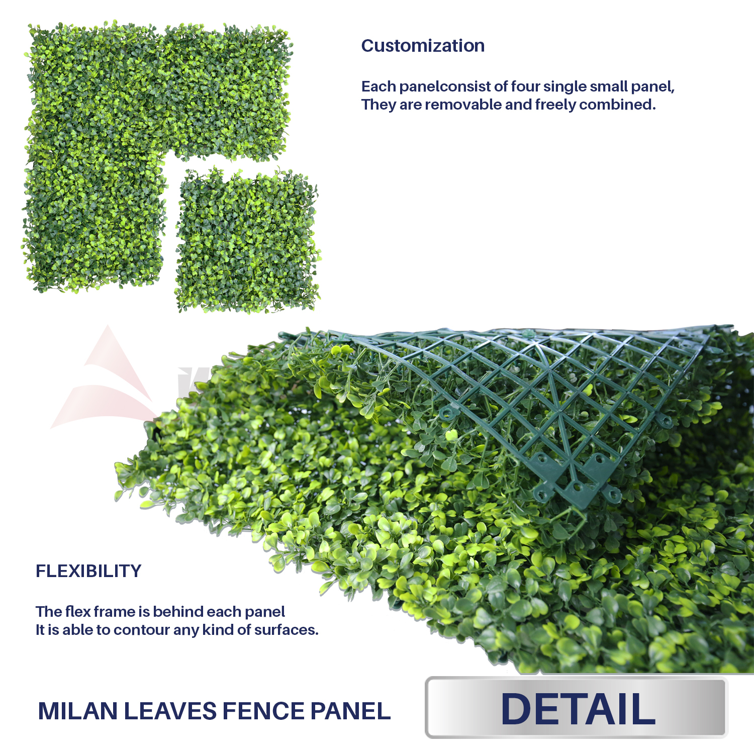 Artificial Faux Boxwood Milan Leaves Leaf Decorative Fence Screen 20” x 20″