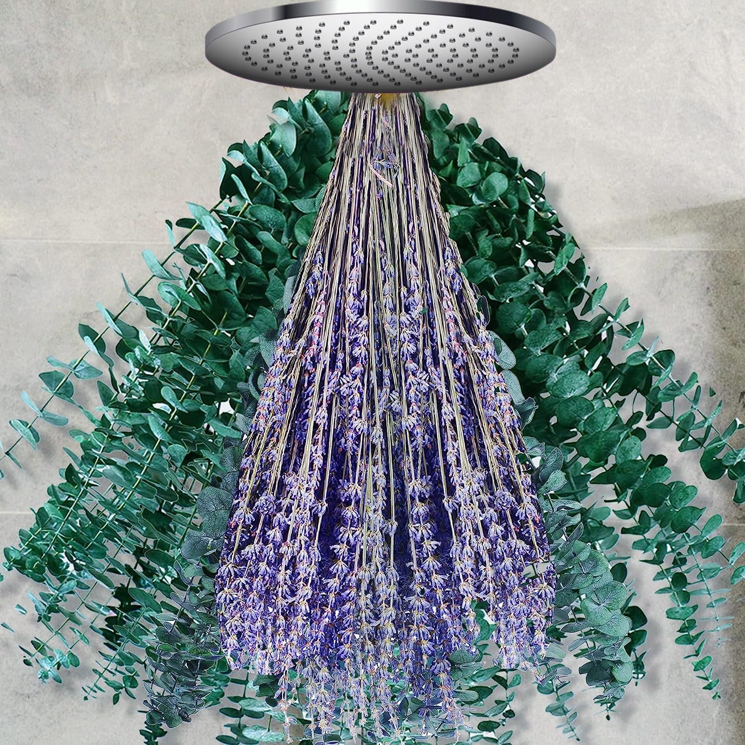 115pcs Dried Eucalyptus Stems and Lavender Flowers Bundle for Shower 17″ Natu…