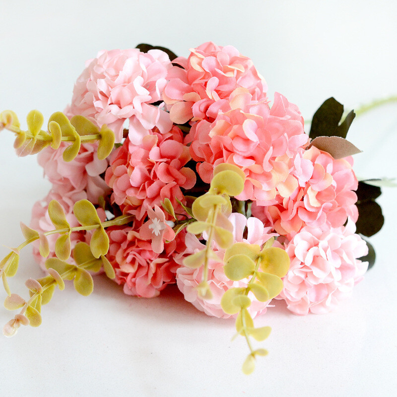 10 Heads Fake Flowers Artificial Silk Hydrangea Wedding Bouquet Party Decor
