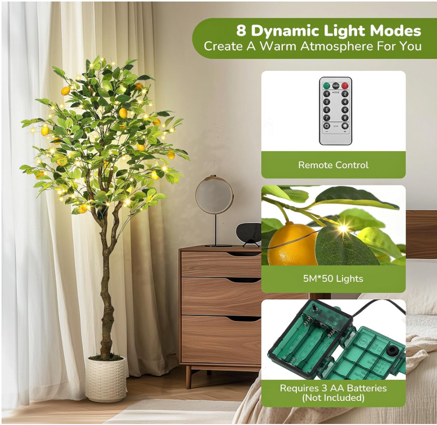 5FT Artificial Lemon Tree – 60In Fake Lemon Tree for Home Office Decor
