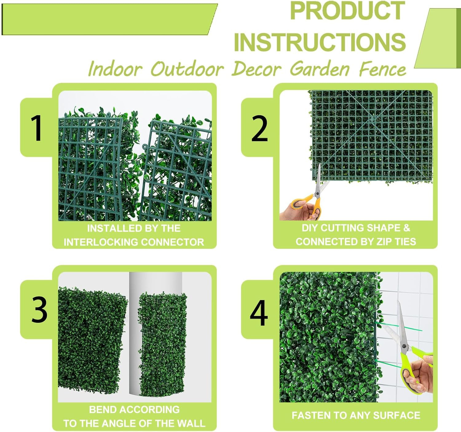 AOKIE 20″X20″ Artificial Grass Wall, 12 Pcs Boxwood Hedge Wall Panels Uv-Anti Gr