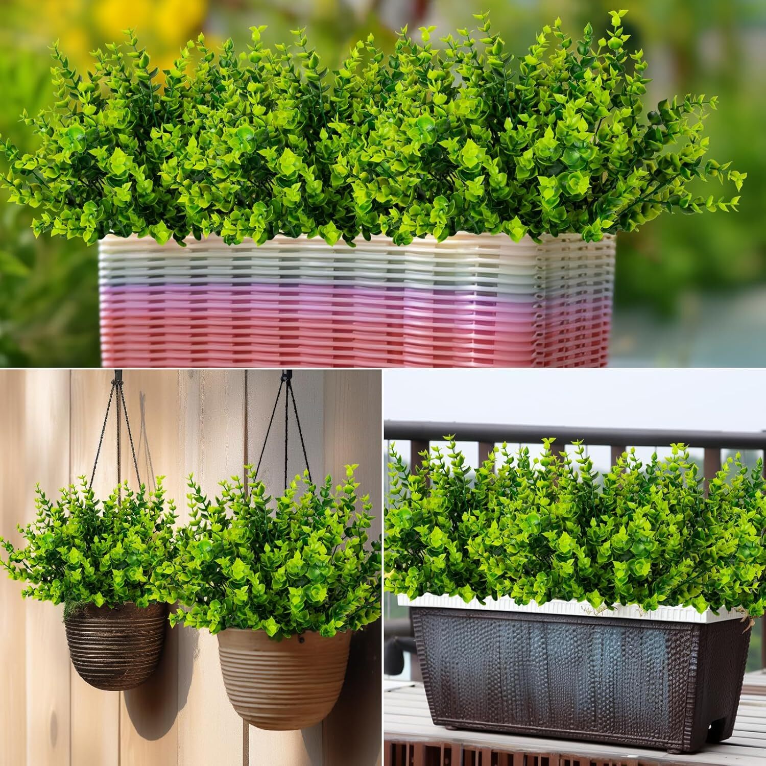 Artificial Boxwood Greenery UV Resistant Outdoor Faux Plastic Plants Home Decor