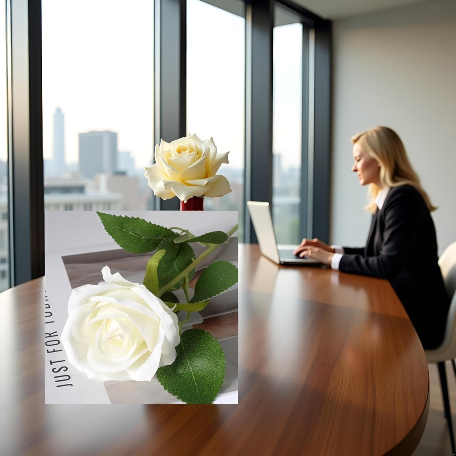1Pc White Artificial Silk Roses Long Single Stem Artificial Roses for Home De…
