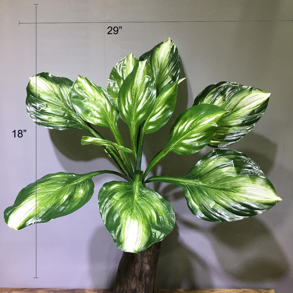 2Pcs Artificial Halcyon Hosta Perennial Plants 19″ Large Faux Cordyline Shade…