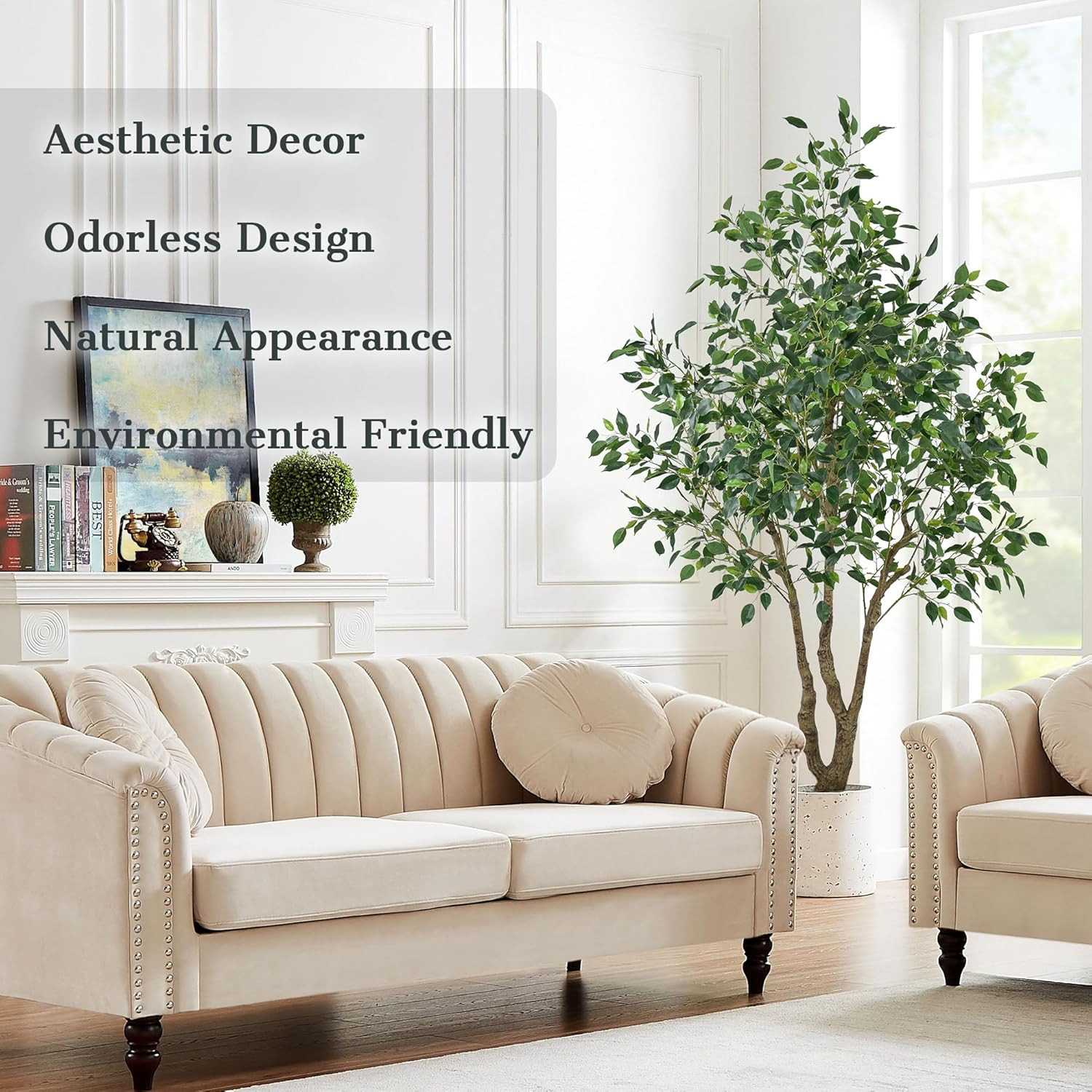 6.5Ft Artificial Ficus Tree – Realistic Faux Plant for Home & Office Decor